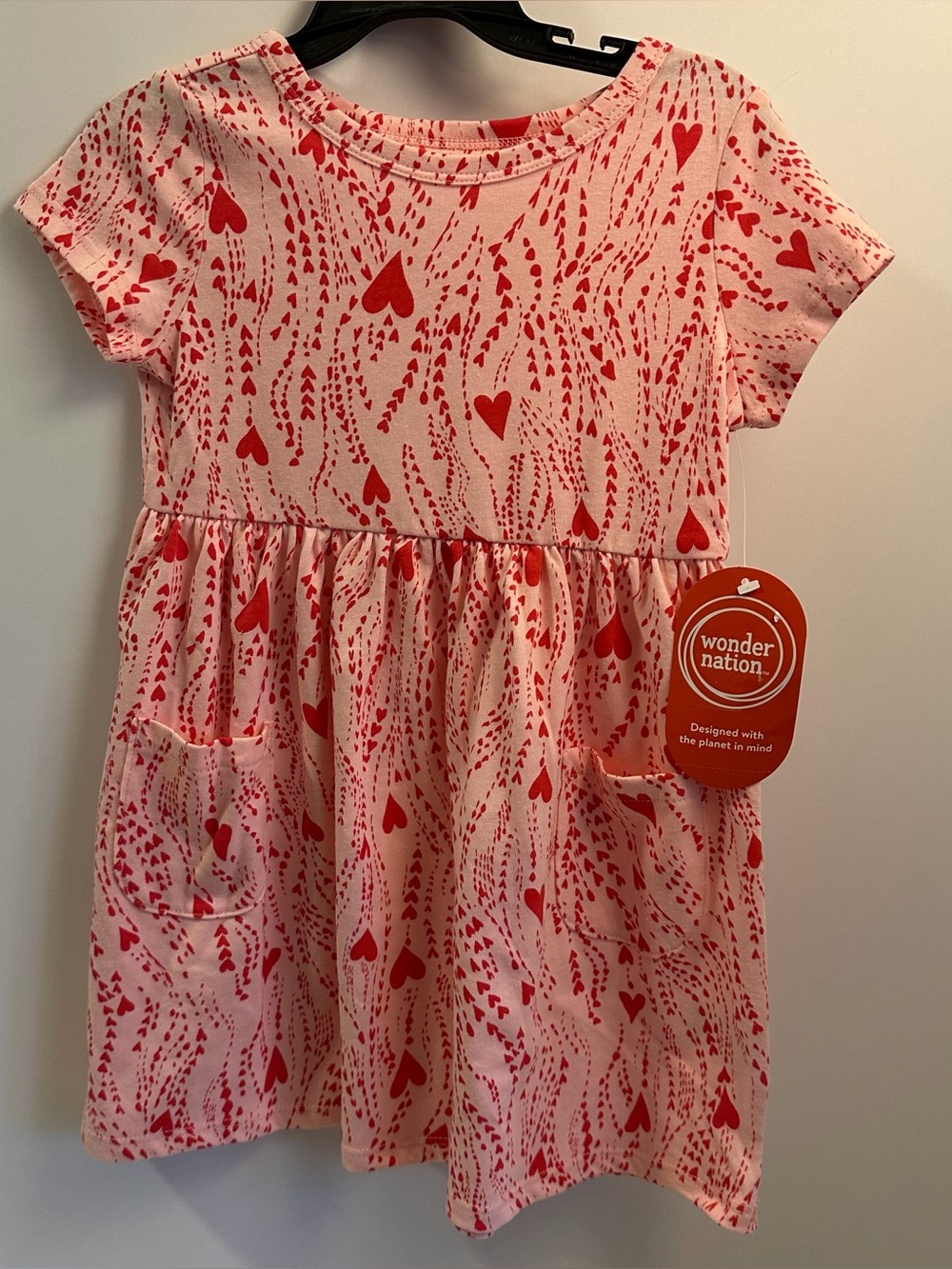 Toddler Girl Dress Red with Hearts Size 3T NEW